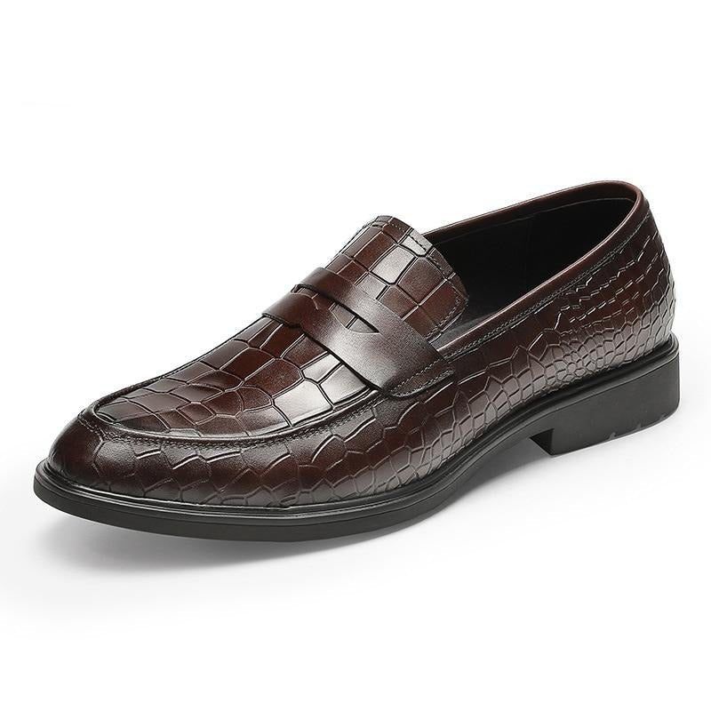 Mocassins Masculinos Couro Exótico Slip-on Brogue - Vermelho