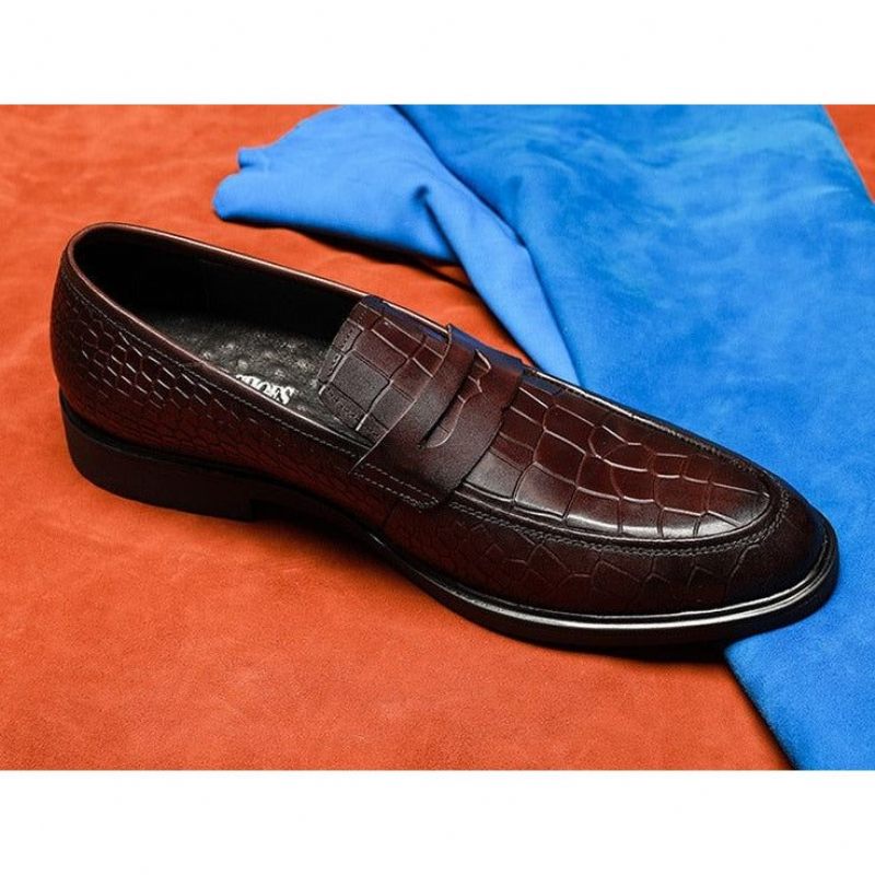 Mocassins Masculinos Couro Exótico Slip-on Brogue - Vermelho