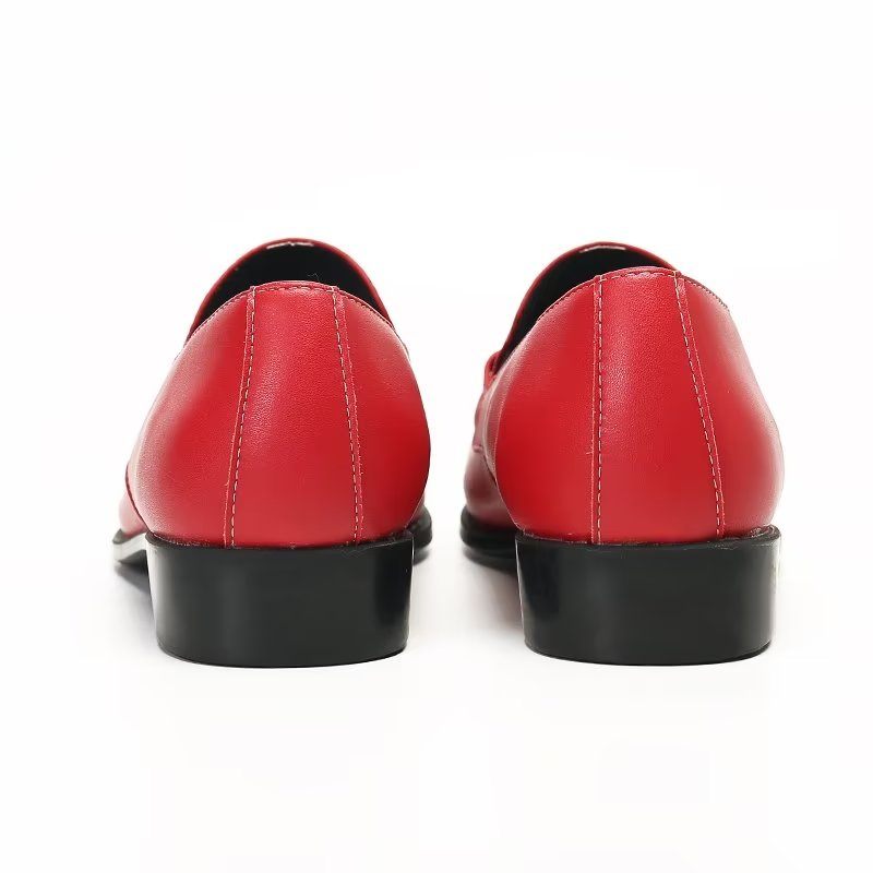 Mocassins Masculinos Couro Genuíno - Vermelho