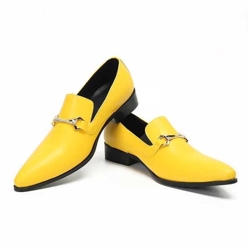 Mocassins Masculinos Couro Genuíno - Amarelo