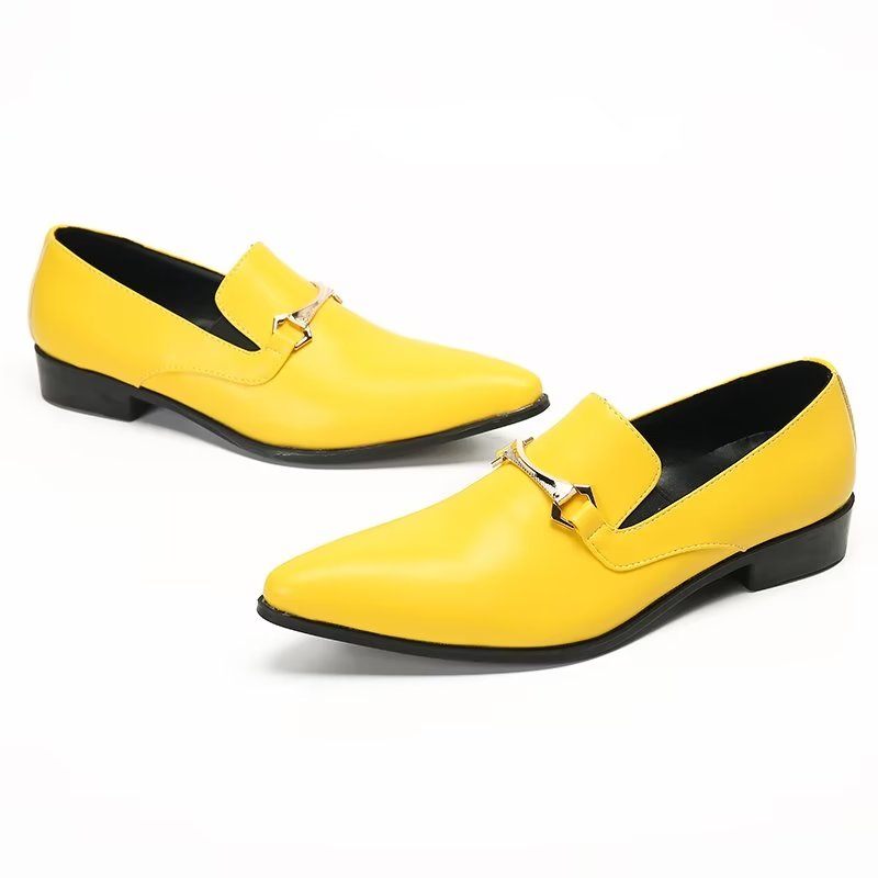 Mocassins Masculinos Couro Genuíno - Amarelo