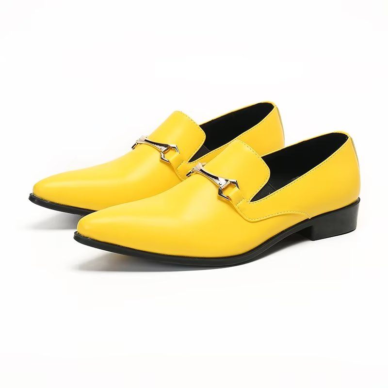 Mocassins Masculinos Couro Genuíno - Amarelo