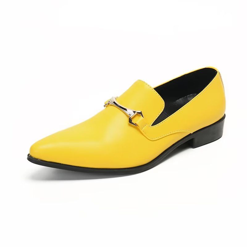 Mocassins Masculinos Couro Genuíno - Amarelo