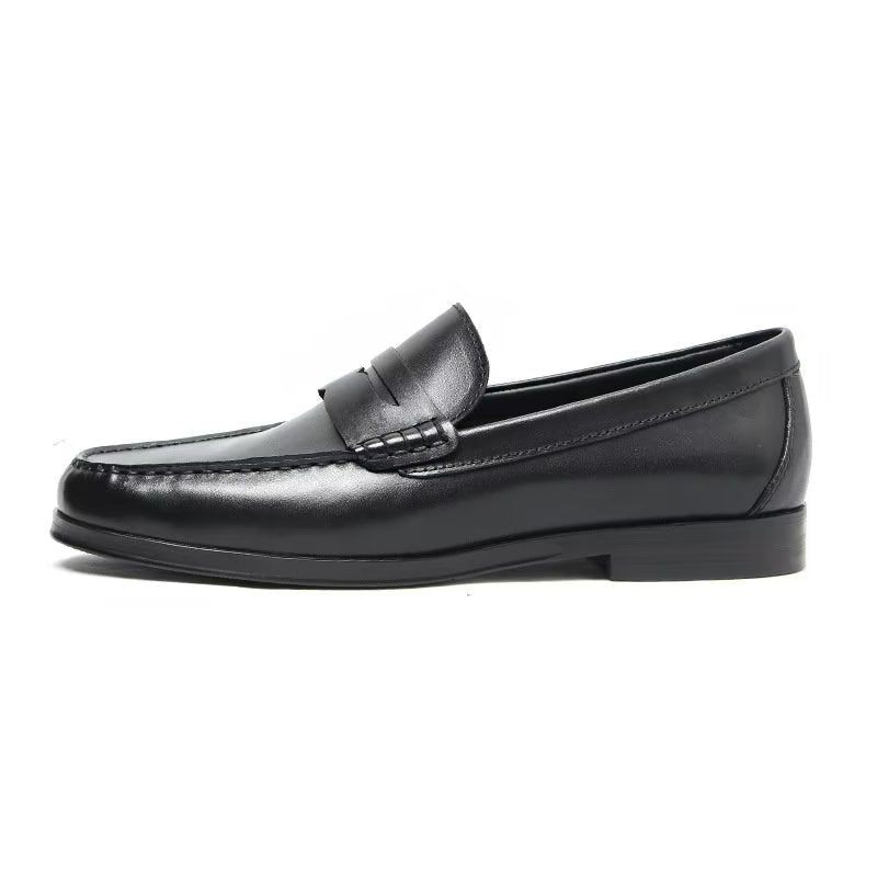 Mocassins Masculinos Couro Genuíno Com Padrão Crocodilo Deslizantes - Preto