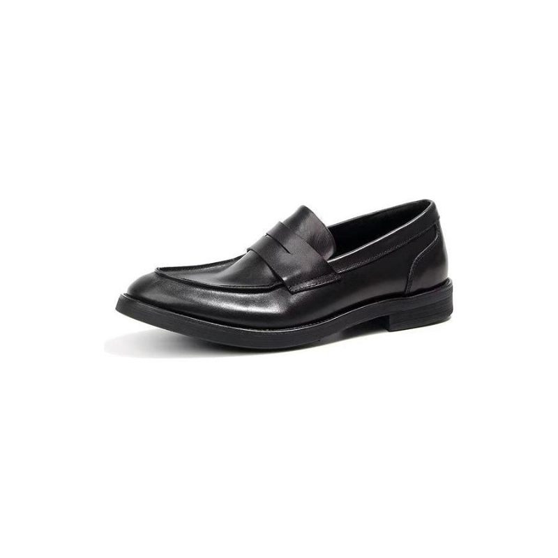 Mocassins Masculinos Couro Genuíno Com Padrão Crocodilo Deslizantes - Preto