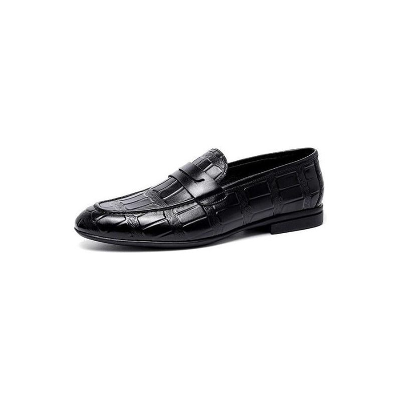 Mocassins Masculinos Couro Genuíno Com Relevo Slip-on Elegância