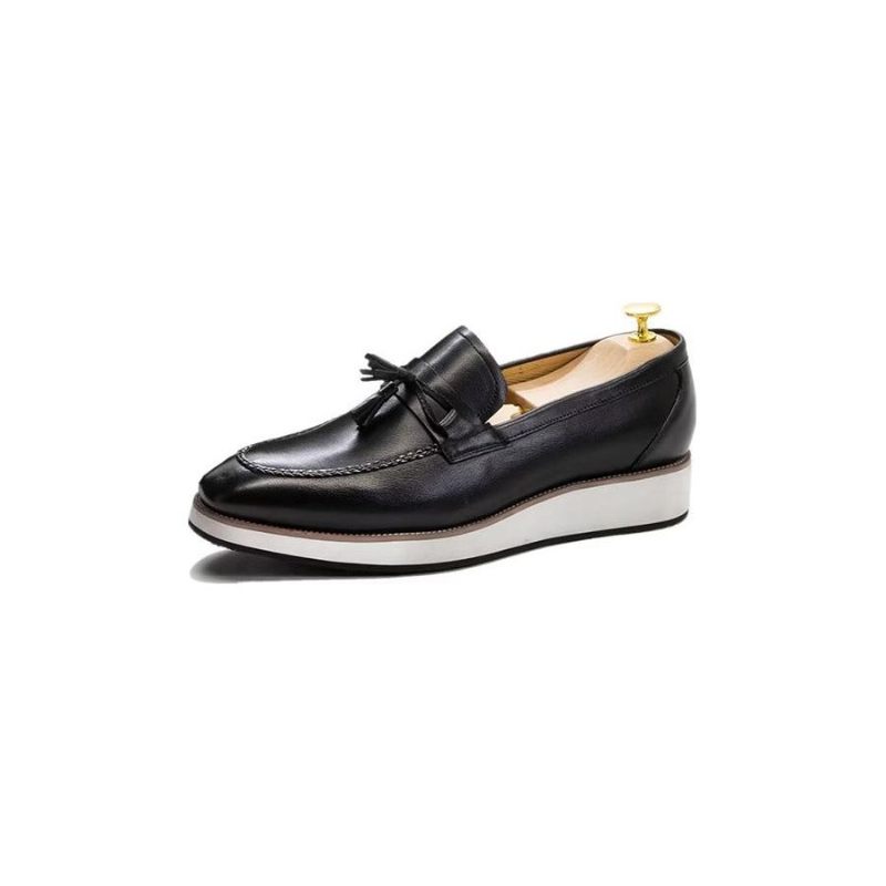 Mocassins Masculinos Couro Luxuoso E Elegante Com Borla - Preto