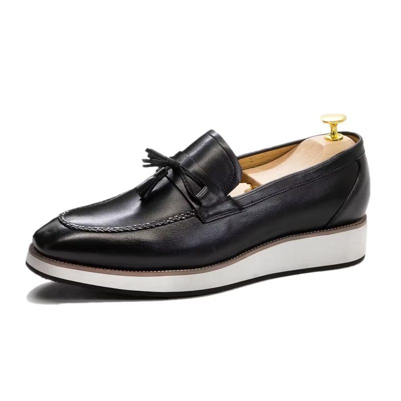 Mocassins Masculinos Couro Luxuoso E Elegante Com Borla - Preto