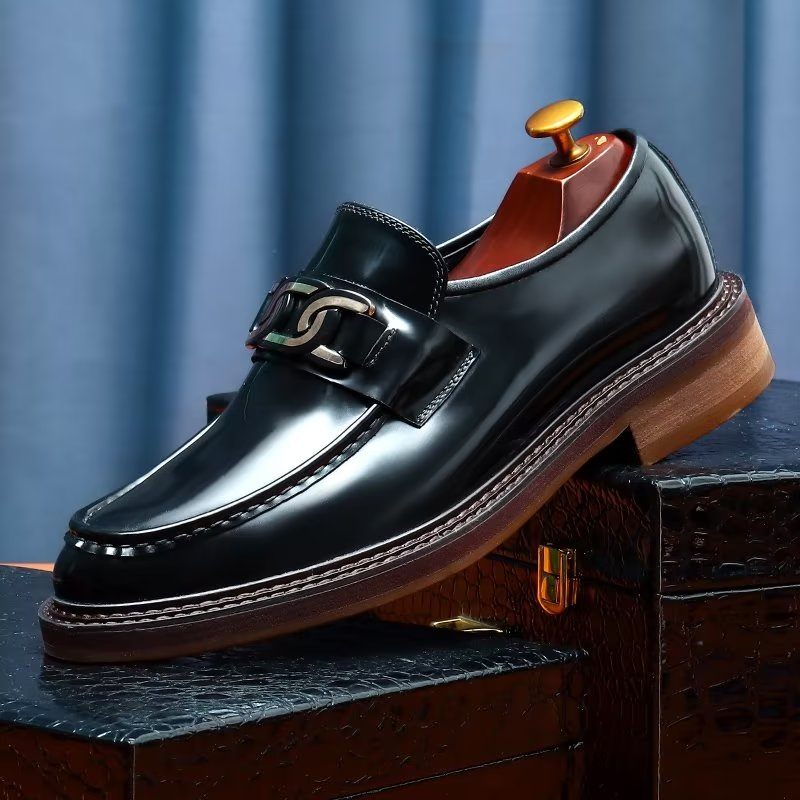 Mocassins Masculinos Couro Luxuoso Sem Cadarço - Preto