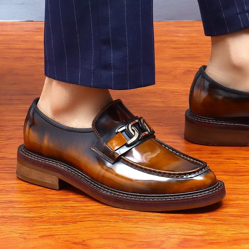 Mocassins Masculinos Couro Luxuoso Sem Cadarço - Café