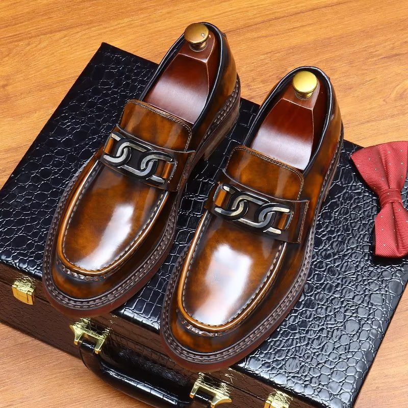 Mocassins Masculinos Couro Luxuoso Sem Cadarço - Café