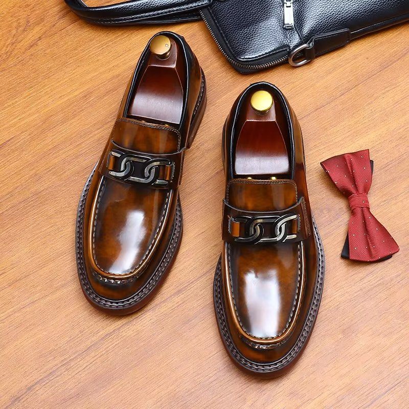 Mocassins Masculinos Couro Luxuoso Sem Cadarço - Café