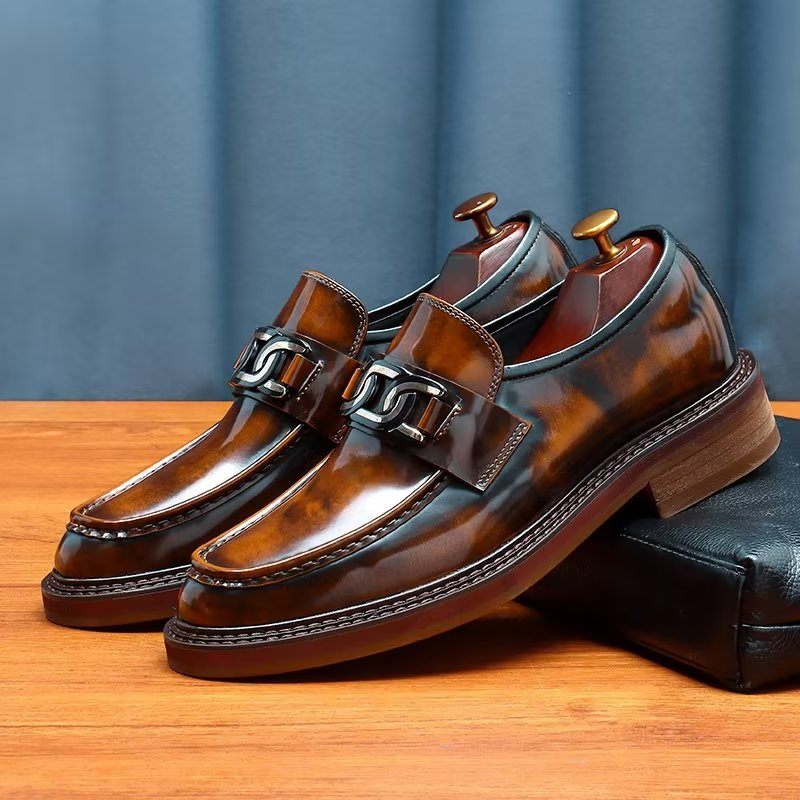 Mocassins Masculinos Couro Luxuoso Sem Cadarço - Café