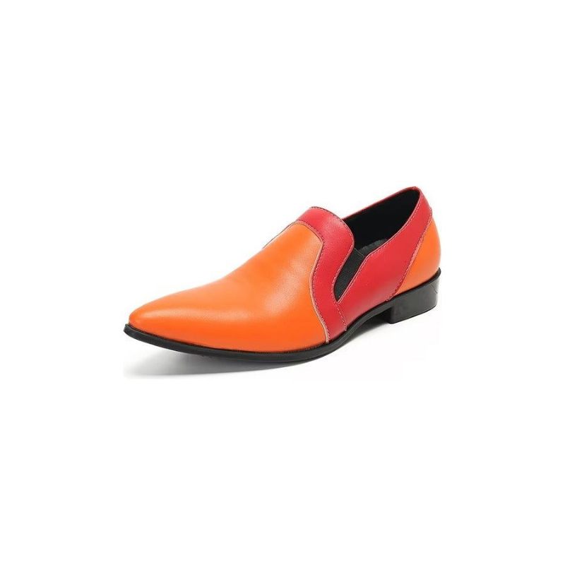 Mocassins Masculinos Couro Refinado E Elegantes Deslizantes - Laranja