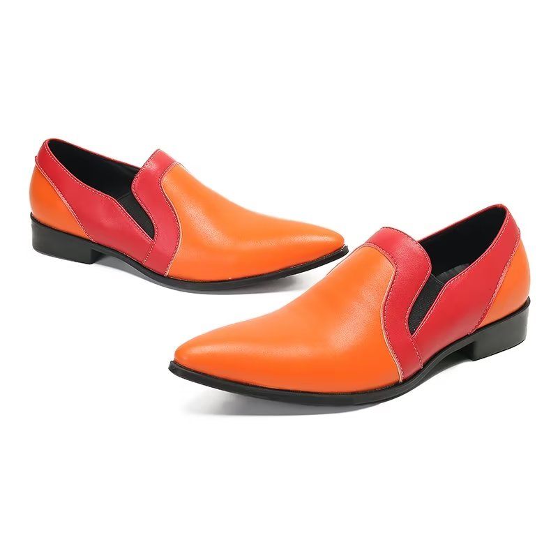 Mocassins Masculinos Couro Refinado E Elegantes Deslizantes - Laranja