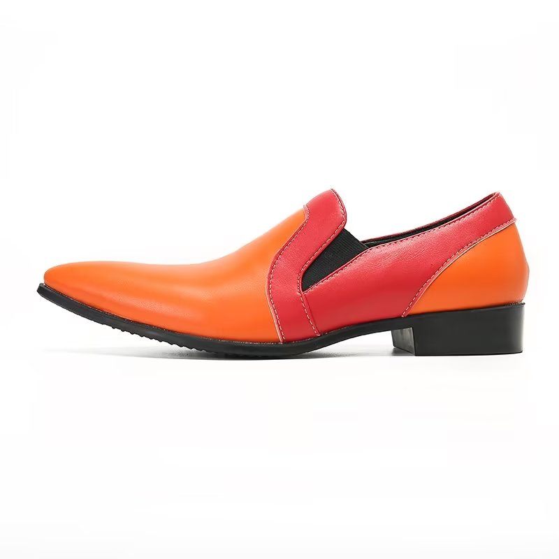 Mocassins Masculinos Couro Refinado E Elegantes Deslizantes - Laranja