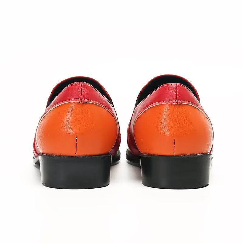 Mocassins Masculinos Couro Refinado E Elegantes Deslizantes - Laranja