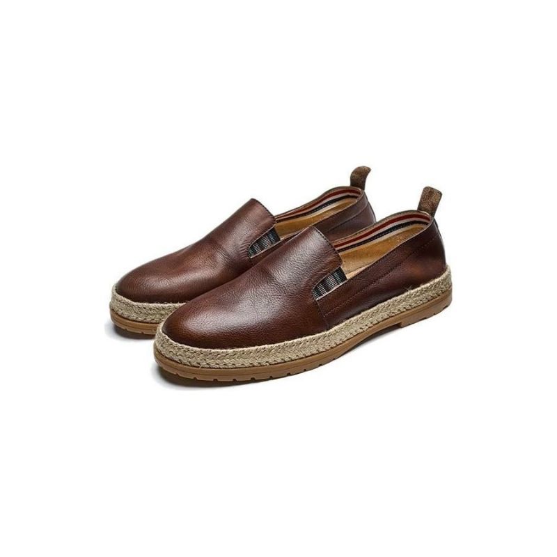 Mocassins Masculinos Couro Vaca Sem Cadarço - Café