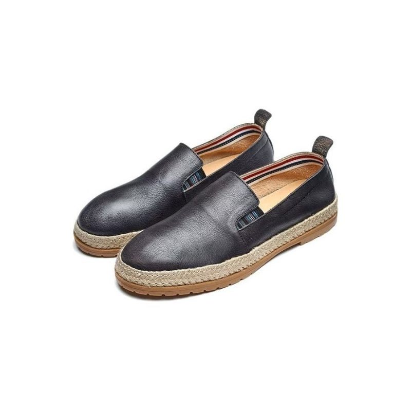 Mocassins Masculinos Couro Vaca Sem Cadarço - Preto