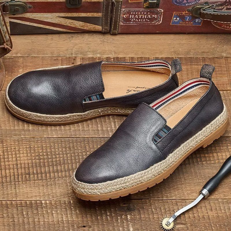 Mocassins Masculinos Couro Vaca Sem Cadarço - Preto