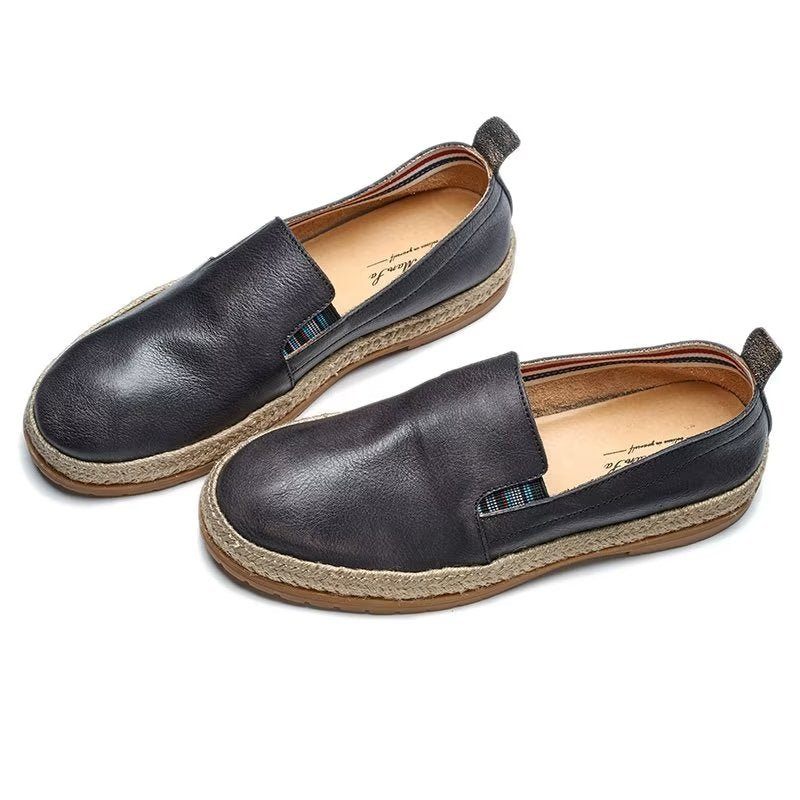 Mocassins Masculinos Couro Vaca Sem Cadarço - Preto