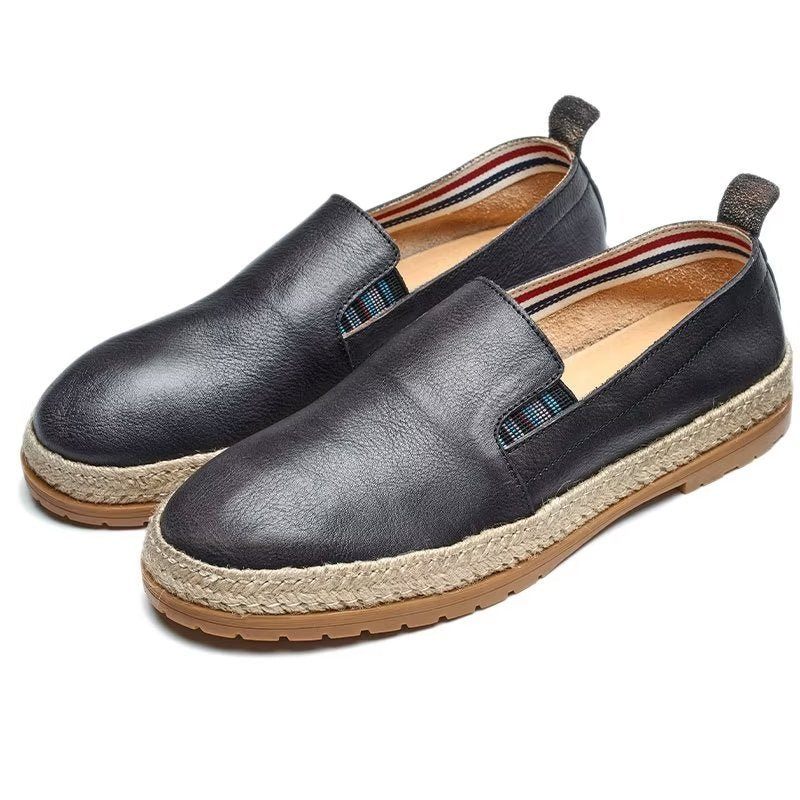 Mocassins Masculinos Couro Vaca Sem Cadarço - Preto