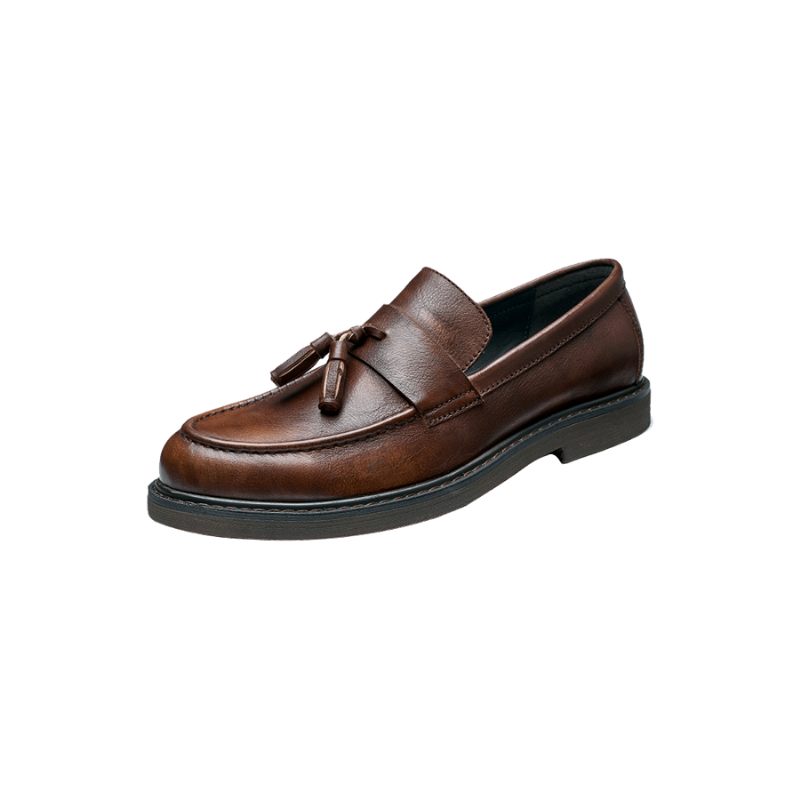 Mocassins Masculinos Couro Vaca Sem Cadarço - Café