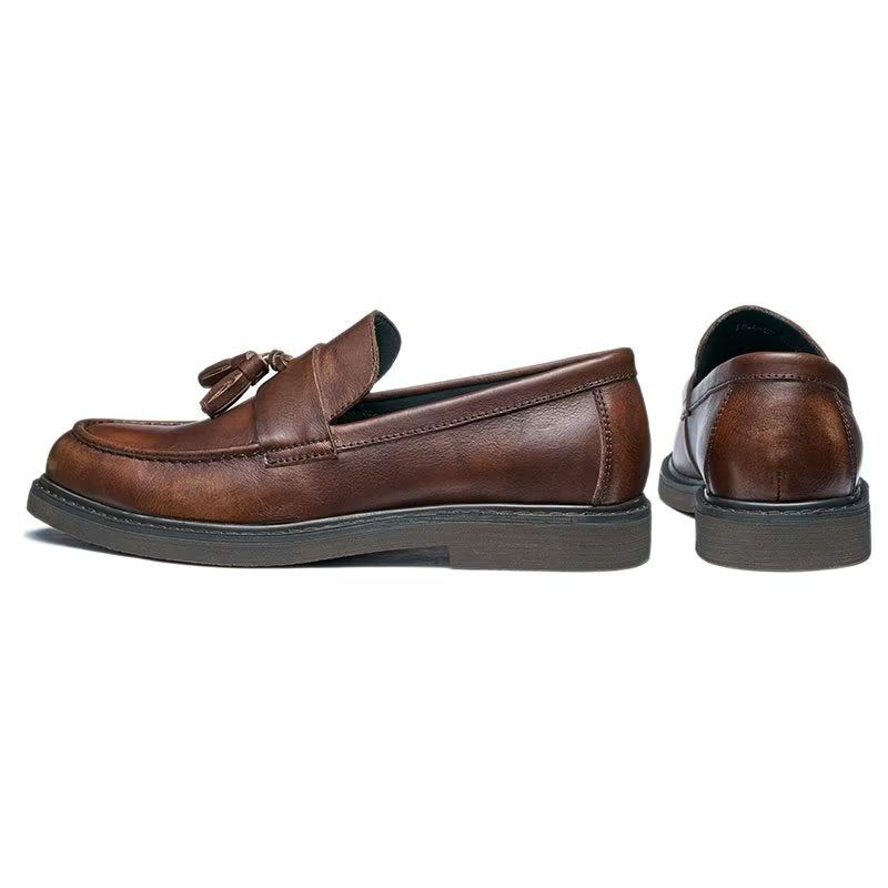 Mocassins Masculinos Couro Vaca Sem Cadarço - Café