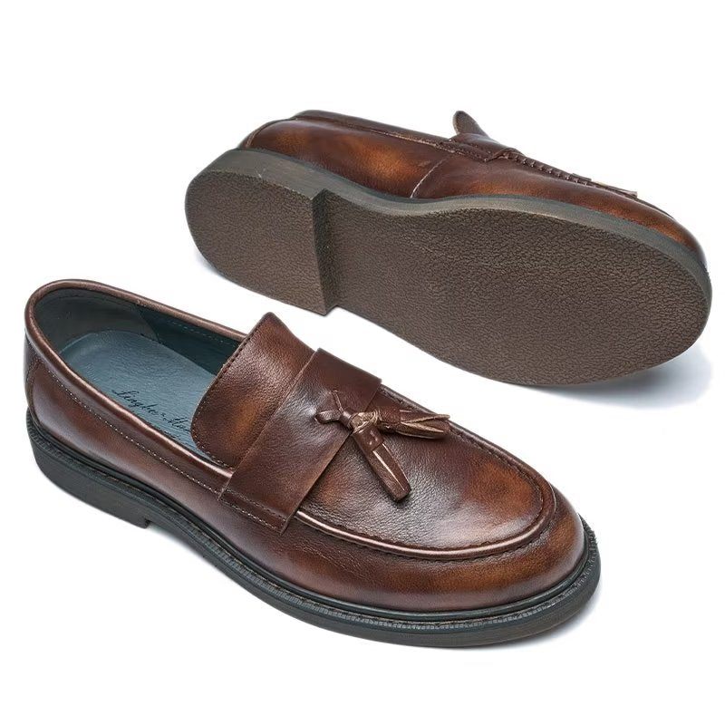 Mocassins Masculinos Couro Vaca Sem Cadarço - Café