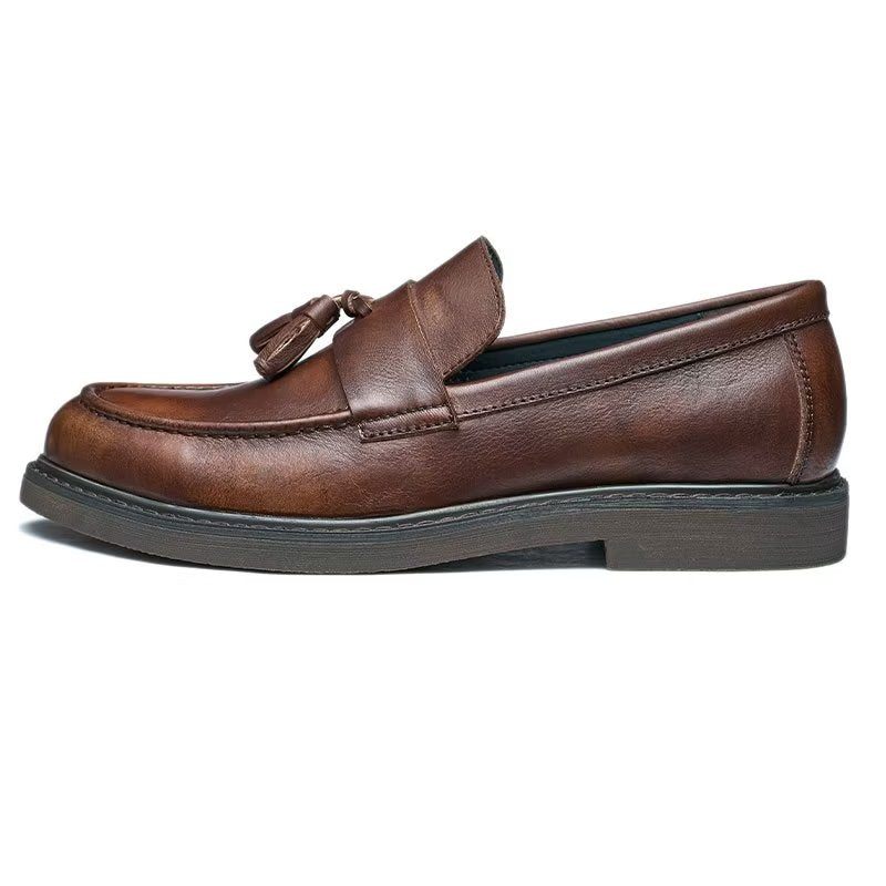 Mocassins Masculinos Couro Vaca Sem Cadarço - Café