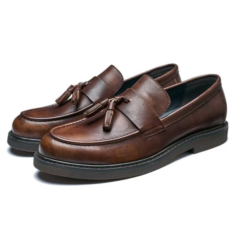 Mocassins Masculinos Couro Vaca Sem Cadarço - Café