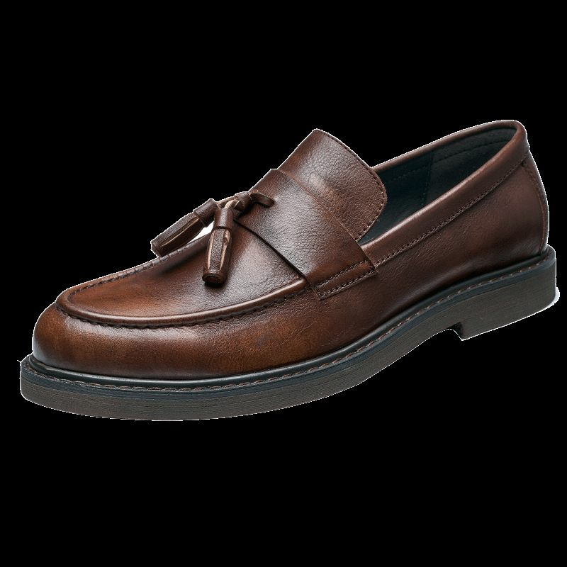 Mocassins Masculinos Couro Vaca Sem Cadarço - Café