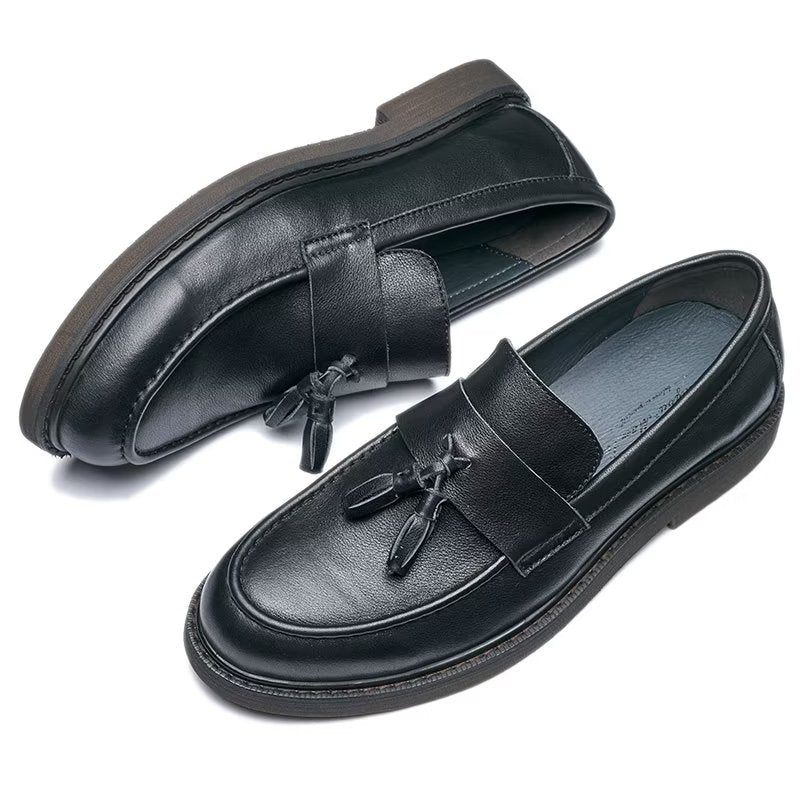 Mocassins Masculinos Couro Vaca Sem Cadarço - Preto