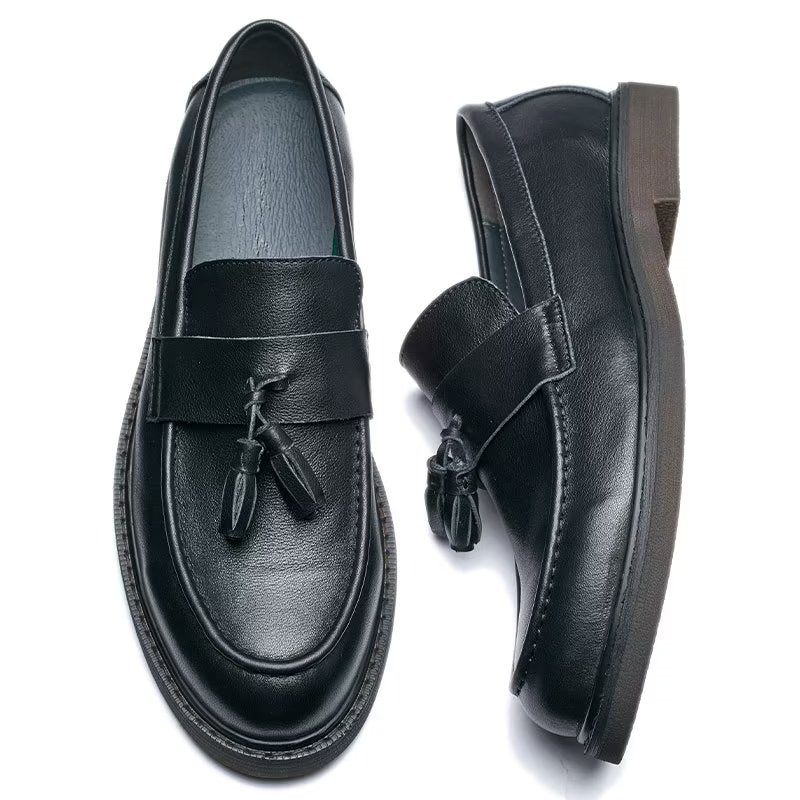 Mocassins Masculinos Couro Vaca Sem Cadarço - Preto