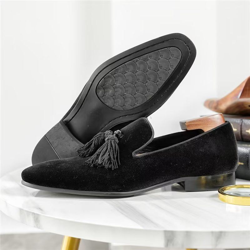 Mocassins Masculinos Couro Vaca Sem Cadarço - Preto