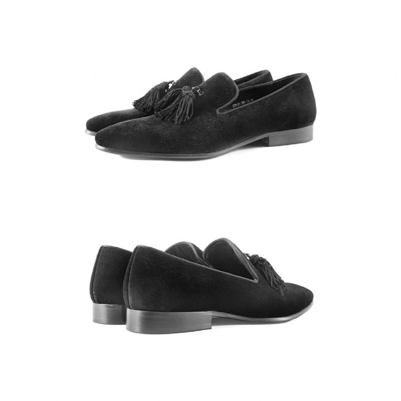 Mocassins Masculinos Couro Vaca Sem Cadarço - Preto