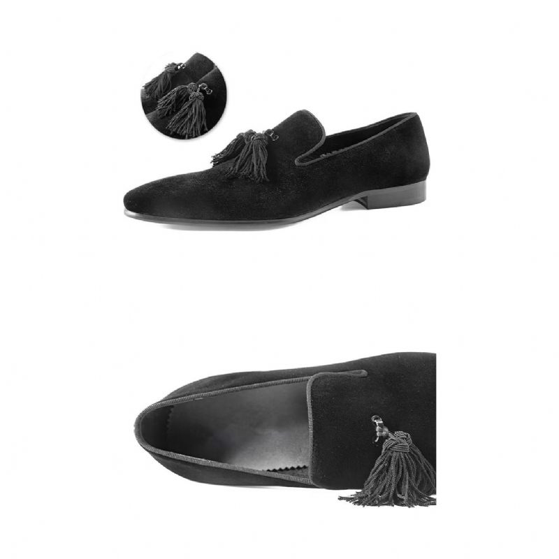 Mocassins Masculinos Couro Vaca Sem Cadarço - Preto