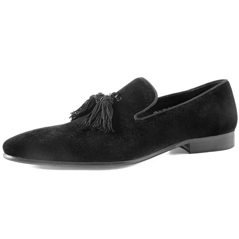 Mocassins Masculinos Couro Vaca Sem Cadarço - Preto