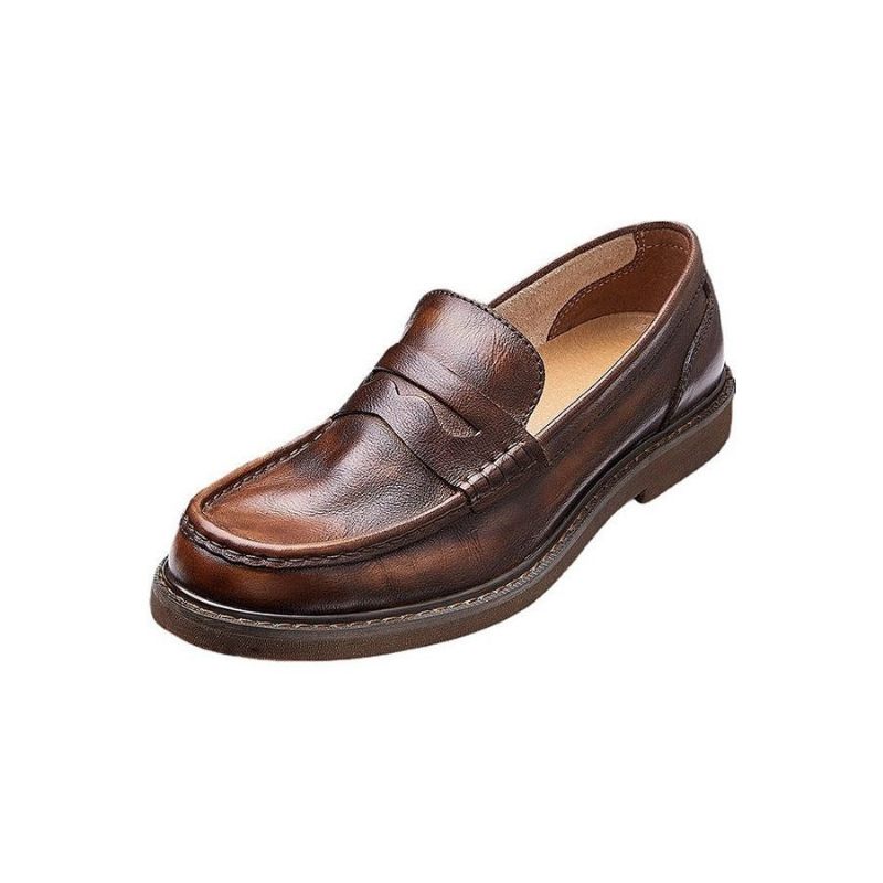 Mocassins Masculinos Couro Vaca Sem Cadarço - Café