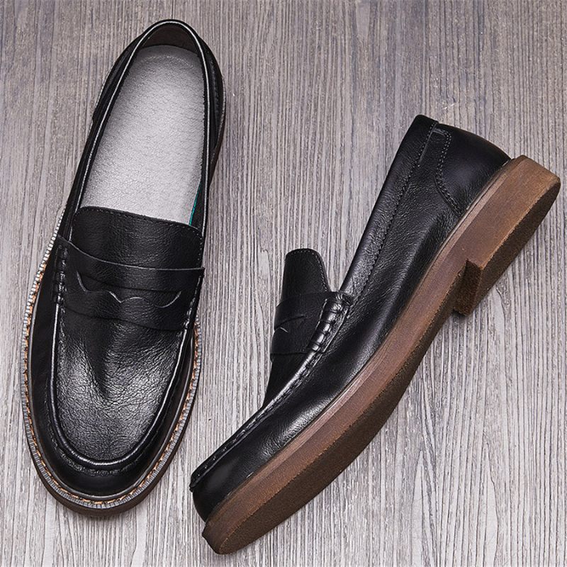 Mocassins Masculinos Couro Vaca Sem Cadarço - Preto