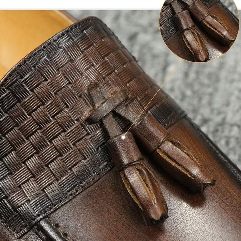 Mocassins Masculinos Croc Padrão Chic Slip On - Café