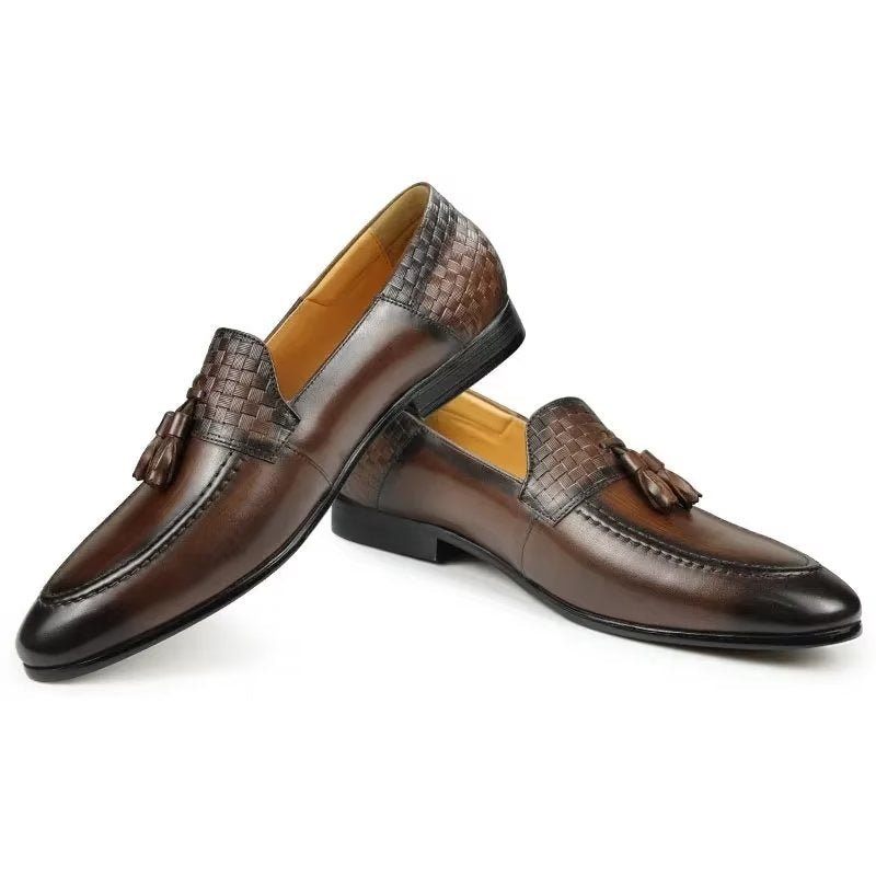 Mocassins Masculinos Croc Padrão Chic Slip On - Café