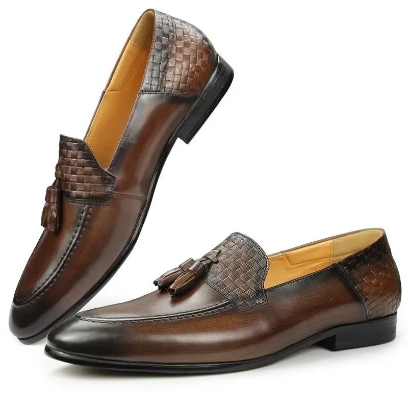 Mocassins Masculinos Croc Padrão Chic Slip On - Café