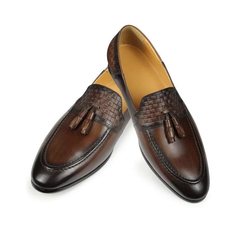 Mocassins Masculinos Croc Padrão Chic Slip On - Café