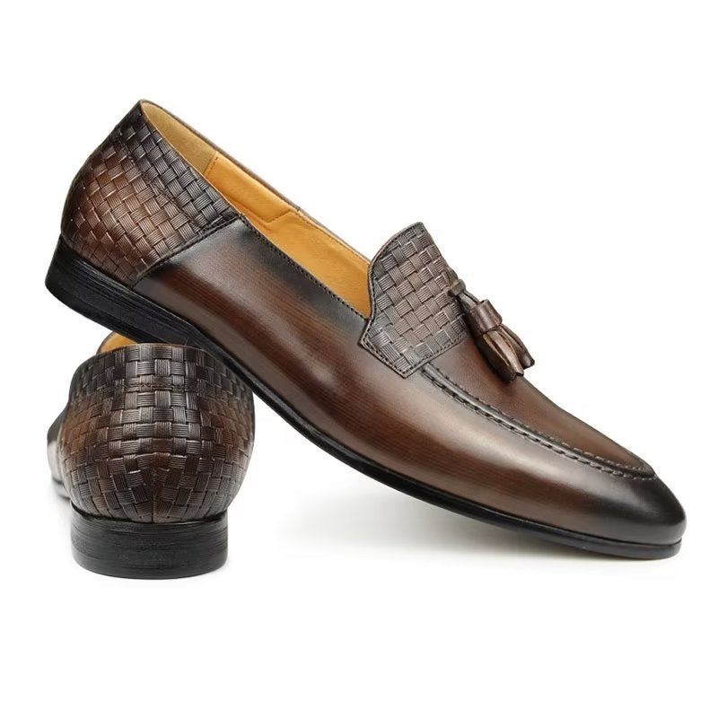 Mocassins Masculinos Croc Padrão Chic Slip On - Café