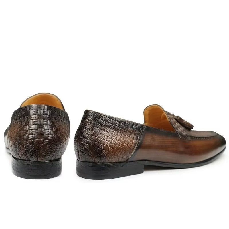 Mocassins Masculinos Croc Padrão Chic Slip On - Café