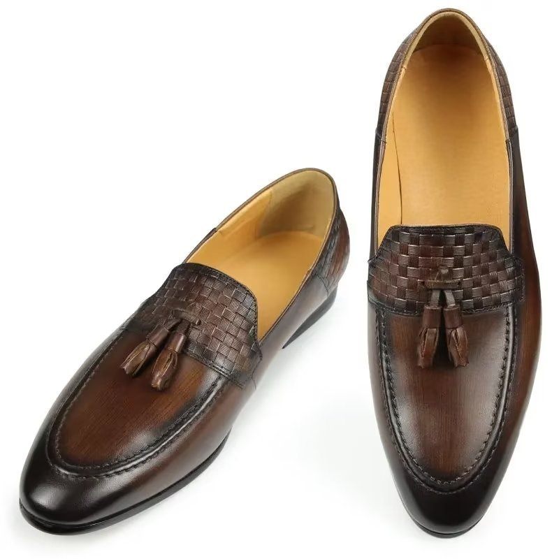 Mocassins Masculinos Croc Padrão Chic Slip On - Café