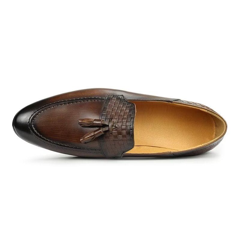 Mocassins Masculinos Croc Padrão Chic Slip On - Café