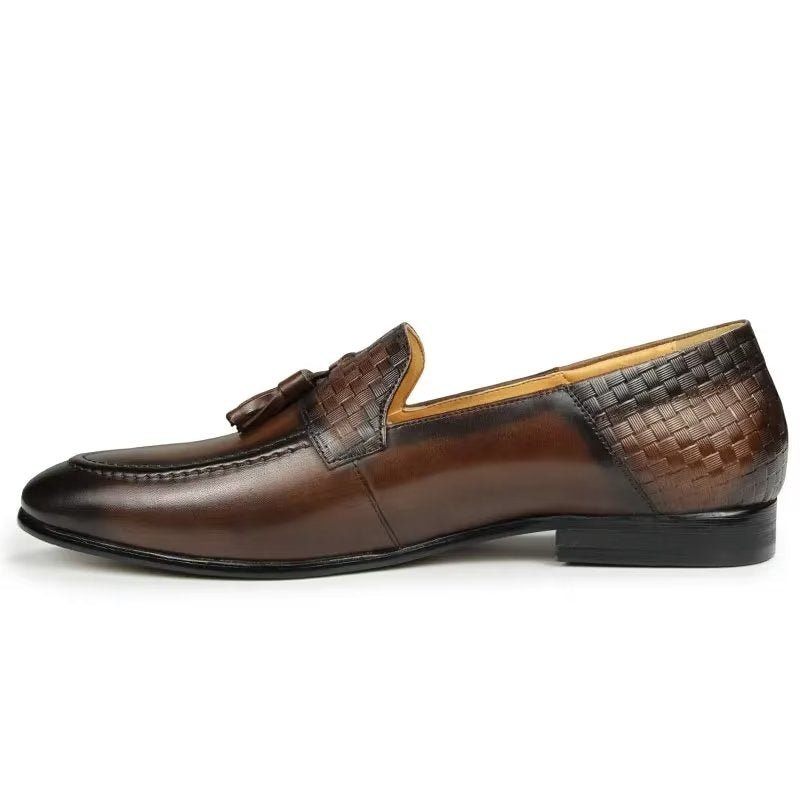 Mocassins Masculinos Croc Padrão Chic Slip On - Café