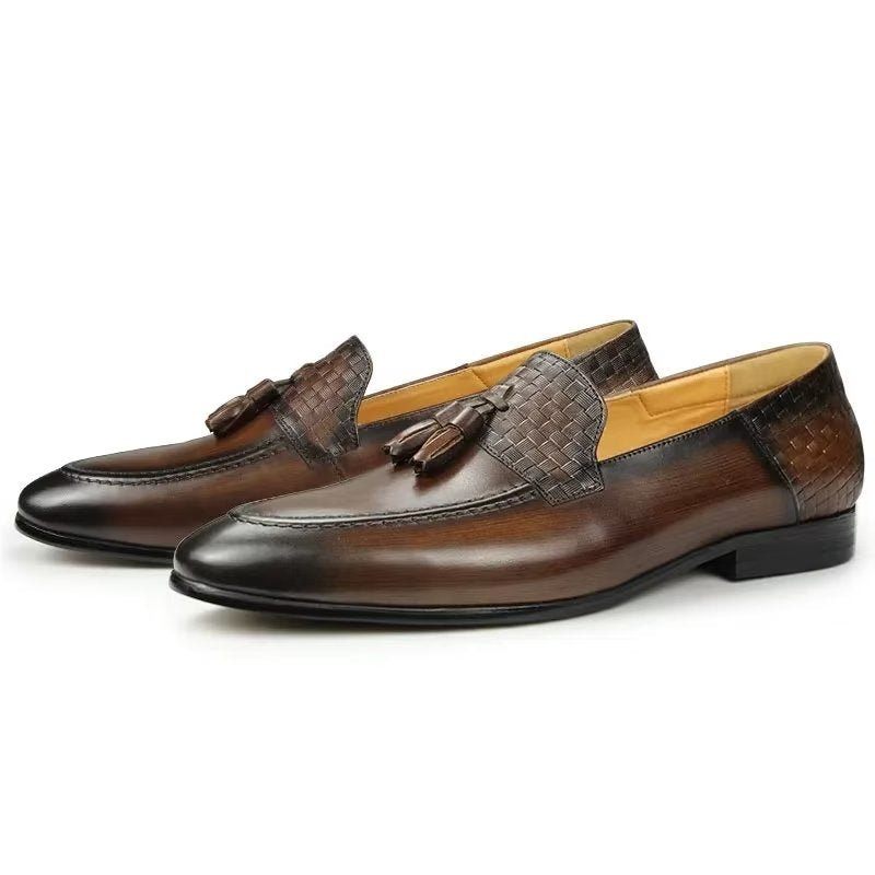 Mocassins Masculinos Croc Padrão Chic Slip On - Café